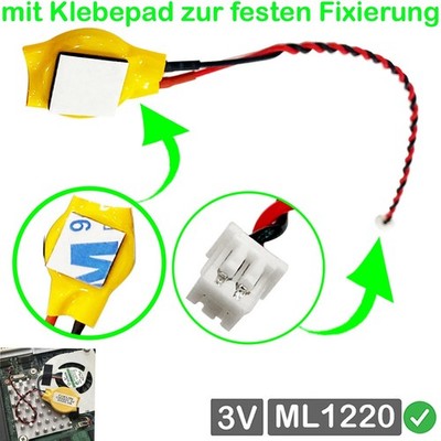 RTC ML1220 Bios CMOS Batterie Knopfzellen mit Stecker kabel komp. für ASUS GA502