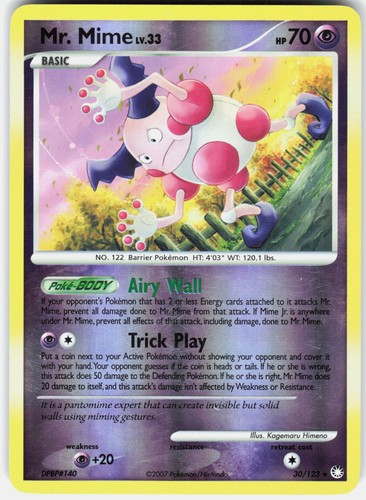 Pokemon Mr. Mime 30/123 Rare Mysterious Treasures Pokemon Reverse Holo LP
