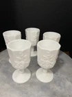Vintage Westmoreland White Milk Glass Paneled Grape Goblets set of 5