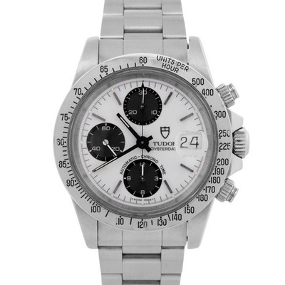 Tudor Oyster Date Chronograph Big Block White 79180 40mm Steel Watch BOX