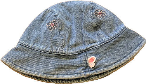 New Vintage 2002 Gymboree Denim Butterflies Hat Flowers Size S M 3T 3 4T 4 NWT - Picture 2 of 4