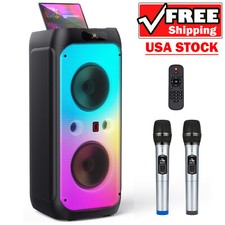 Bigger Powerful Bluetooth Speaker Party Speaker Karaoke Machine 2 Microphones