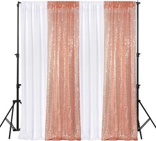 4 Panel Curtains Photo Backdrop 2 Sequin 4x10' 2 Chiffon 7x10' White Rose Bx 4