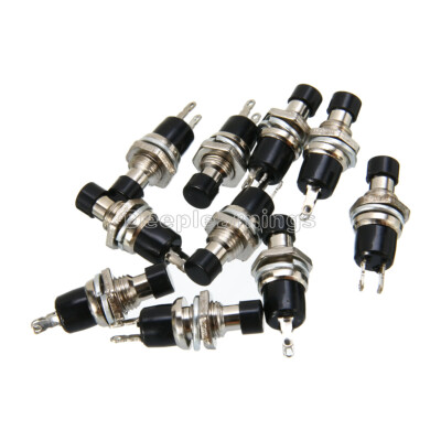 10PCS  X Black PBS-110 ON/OFF Push button Mini Lockless Momentary Switch