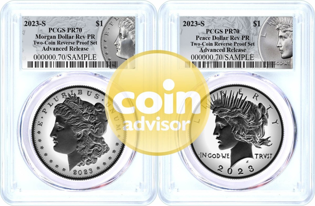 2023 S $1 Morgan & Peace Dollar Reverse Proof Set PCGS REV PR70