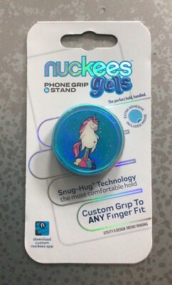 Nuckees gels phone grip stand snug-hug unicorn blue NWT tzumi