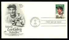 BASEBALL LOU GEHRIG THE IRON HORSE 1989 ARTCRAFT CACHET FDC COOPERSTOWN NY UNADD