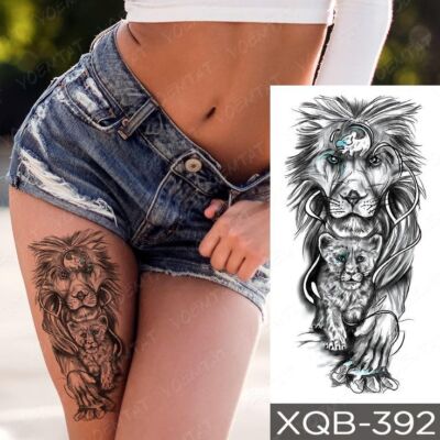 Mother Mum Baby Lioness Cub Womens Temporary Tattoo Fake Sticker Mens Leg  Arm UK