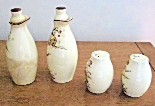 4 PC Vintage RECLO Japan Cruet Salt Pepper Set Original Stickers - Picture 2 of 5