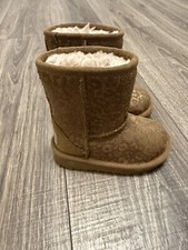 UGG GIRLS CLASSIC II GLITTER LEOPARD Cheetah BOOT SIZE 6 KIDS CHESNUT