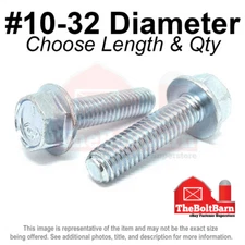 #10-32 Grade 5 Hex Flange Screws Frame Bolts FINE Zinc (Pick Length & Qty)