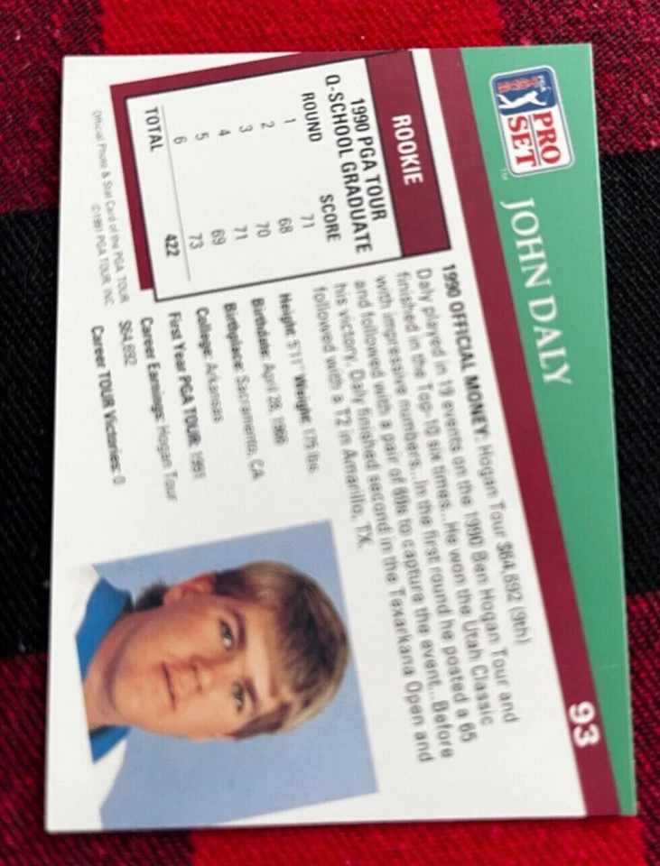 John Daly rookie card - Near Mint - Image 2 of 2