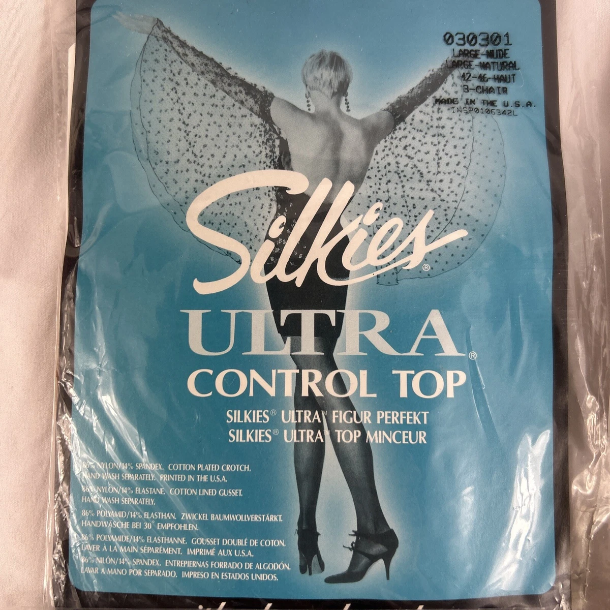 Silkies Ultra Control Top Pantyhose 4 Pair Large Nude Taupe New USA