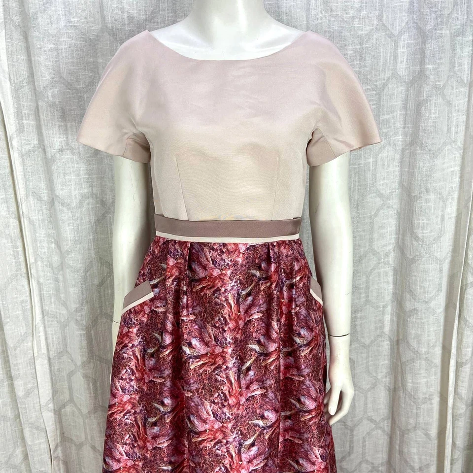 Vestido Floral Rosa David Peck Talla 2 Vestido Formal de Seda Hasta el Suelo Foto 2 de 4