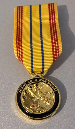 Gold Miniature Texas National Guard Texas Cold War Medal Mini - Moiré Drape