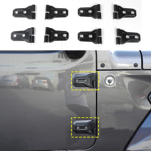 8x Matt Black Door Hinge Protector Cover Trim Set For Jeep Wrangler JL JT 2018+ - Bild 4 von 9
