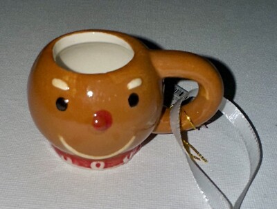 2024 Mr Christmas Nostalgic Mini Mug Ceramic Ornament Retro Gingerbread 1.5'' NEW