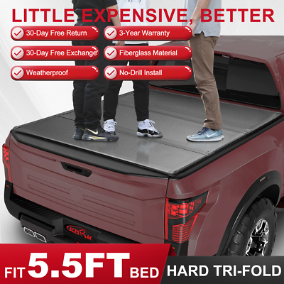 #ad Fiberglass Tonneau Cover For 5.5FT 2017 2025 Nissan Titan Hard Tri Fold 67quot; $439.00