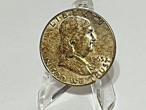 1963-D Franklin Silver Half Dollar NICE  TONING # 7-46 X-FINE AS SHOWN