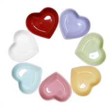7 Colors Heart Shaped Porcelain Soy Sauce Dish Ceramic Dip Dipping Bowls for ...