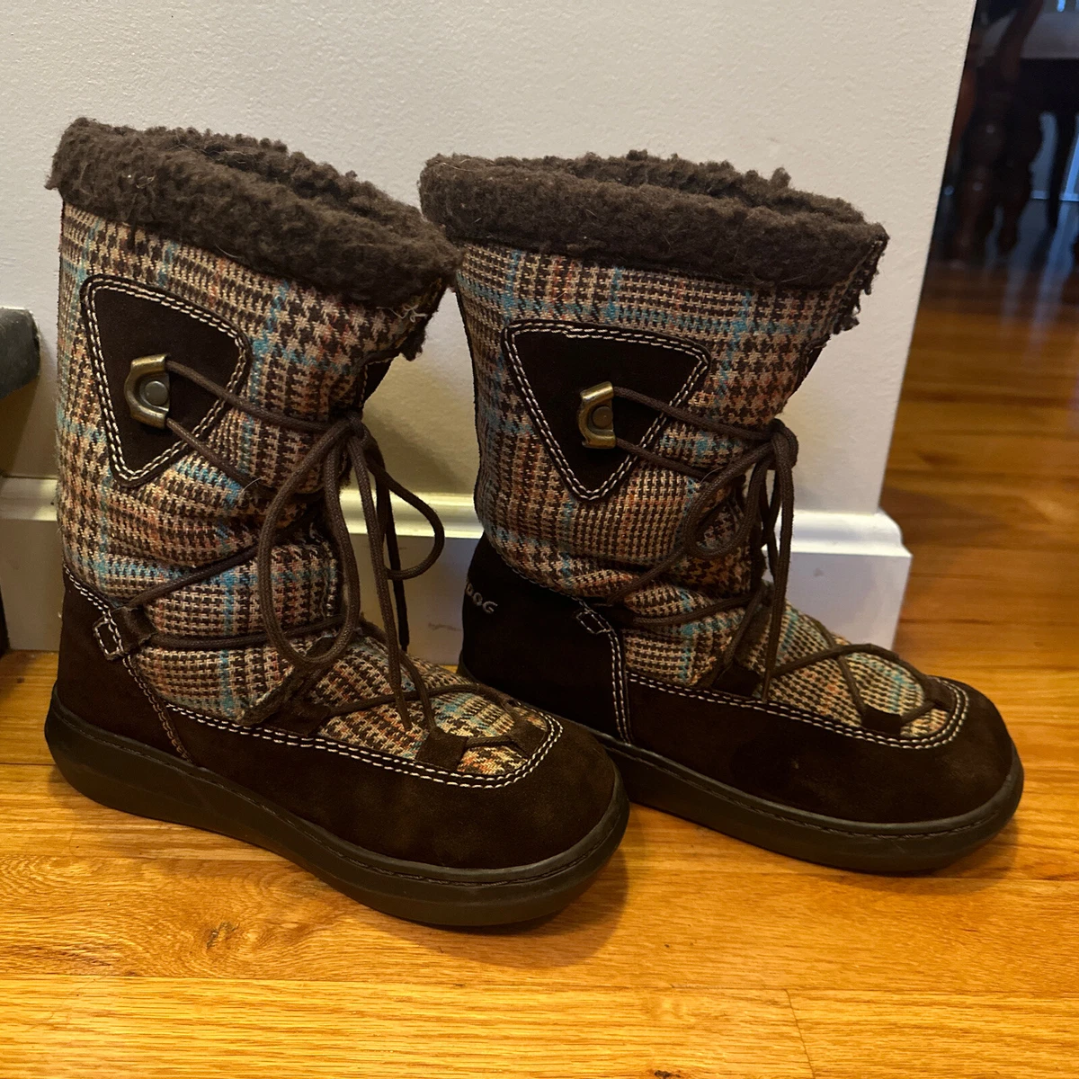 Rocket Dog Boots Winter Womens Brown Plaid Lace Up Fur Lined Size