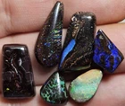 Natural solid polished boulder opal parcel 27.5 cts blue green 6 pc lot Koroit