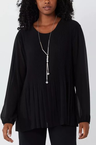 Women's Pleated Chiffon Lined With Necklace Summer Blouse Tunic Shirt Top Ladies - 第 11/72 張圖片