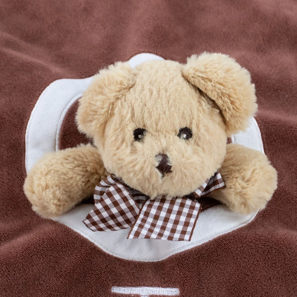 Bearington Manta de Seguridad para Bebé Oso Marrón Fútbol Deportes Lovey Minky Satén Foto 2 de 4