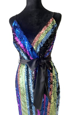 aidan mattox sequin wrap dress Aidan Mattox Fully Beaded Plunge Long Gown