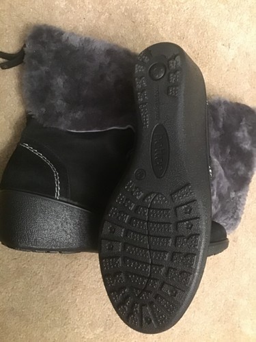 Wunderschöne neue Hotter schwarze Wildlederstiefel mit grauem Fellbesatz Gr. 5 STD - Bild 3 von 4