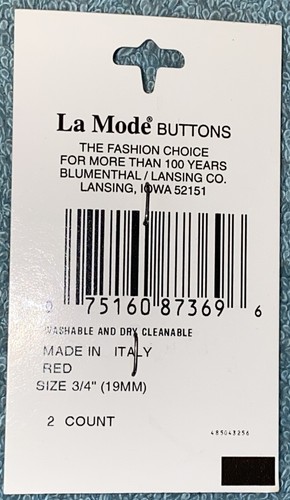 La Mode Buttons 3/4” 19mm Red 43256 NOS - Picture 3 of 3
