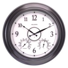 AcuRite Illuminated Outdoor Clock 24 in. Thermometer Humidity Sensor Metal Frame