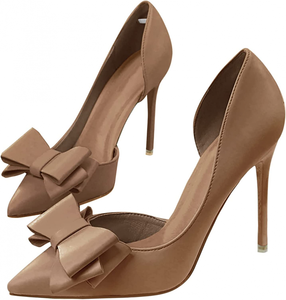 Womens Bow High Heels Closed Toe Dress Shoes Stiletto Slip on Wedding Pumps  | eBay
