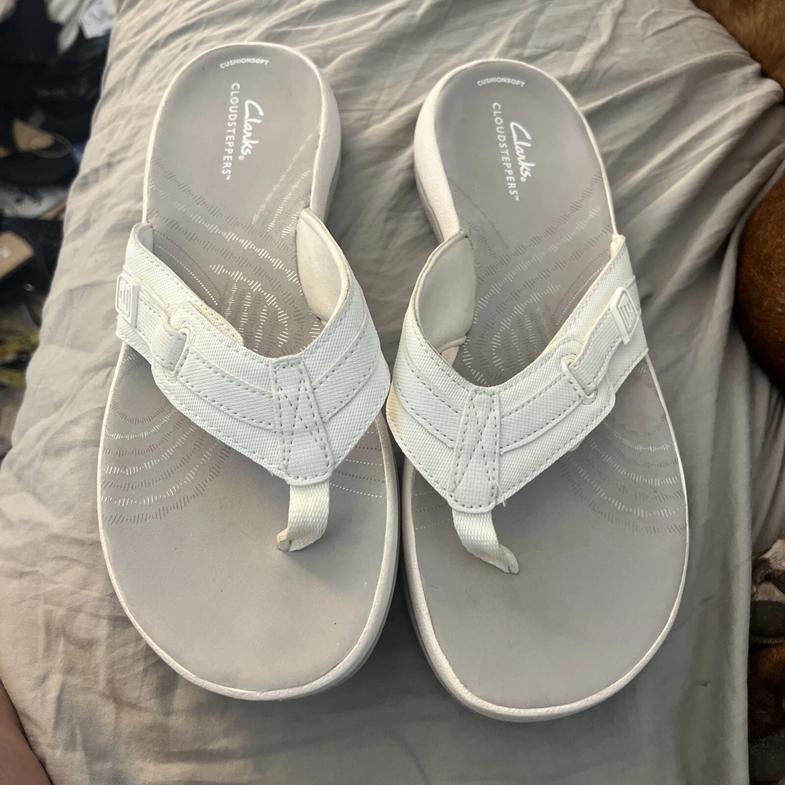 Clarks Cloudsteppers sandali donna bianchi Brinkley Jazz infradito taglia 10