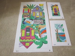 Julie Pischke Conch House Handbag/ Tote HP needlepoint  canvas 13 mesh