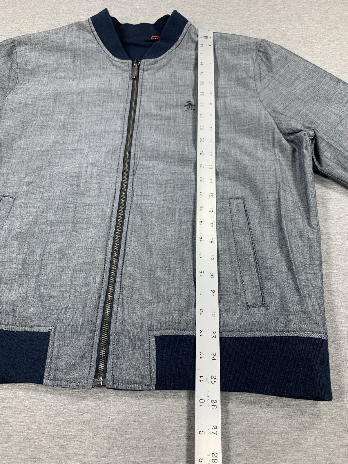 $175 Original Penguin Men's Reversible Full Zip Jacket Navy Gray Men's Large image 5