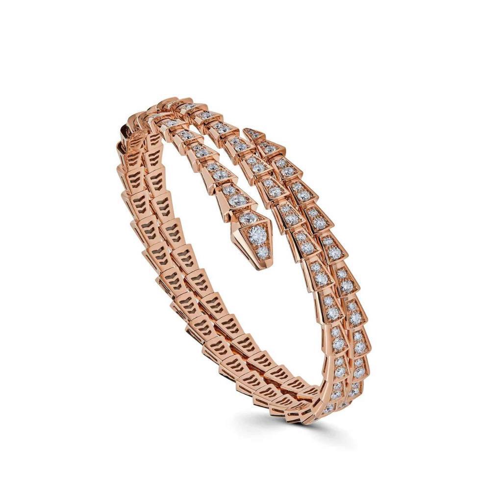 BVLGARI SERPENTI VIPER 18K RG BRACELET OF ROUND DIAMONDS