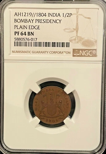 India - British (British India) 1804 ½ Pice  Proof NGC PF 64 BN