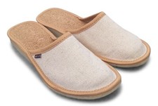 Damen Hausschuhe Sommer Pantoletten Pantoffeln Textil, Kork, Beige, Gr. 37 - 41