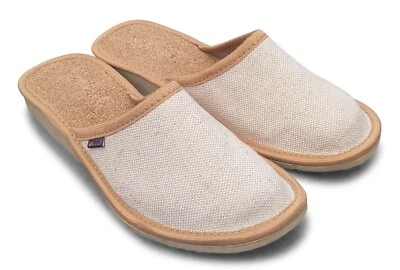 Damen Hausschuhe Sommer Pantoletten Pantoffeln Textil, Kork, Beige, Gr. 37 - 41