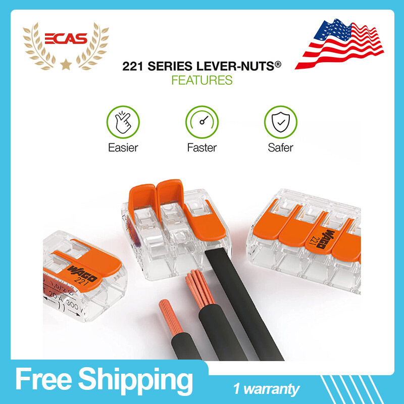 WAGO 2212401 Wire Connectors for Solid and Stranded Conductors 10 Pack