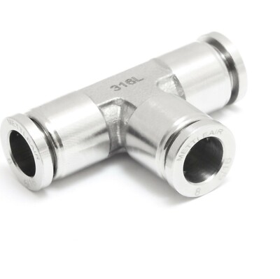1pc 316L Stainless Steel Push to Connect 12mm OD One Touch Tee Fitting SMTE12-12