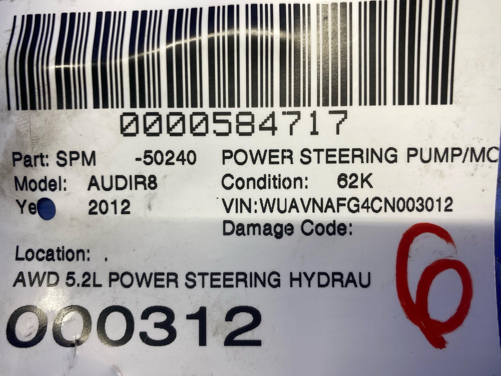 2008-2015 AUDI R8 AWD 5.2L POWER STEERING HYDRAULIC PUMP UNIT 420145157