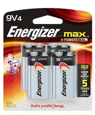 4 Energizer Max 9 Volt 9v alkaline Batteries (4 Pack)