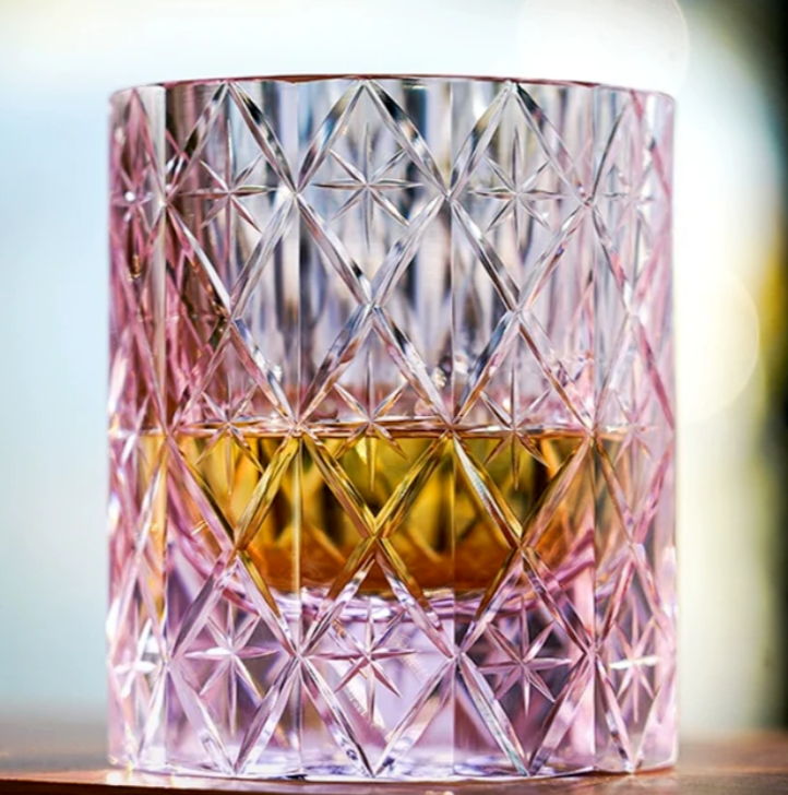 K9 Pink Crystal Edo Kiriko Handcrafted Celestial Whisky Glass in Gift Box-image
