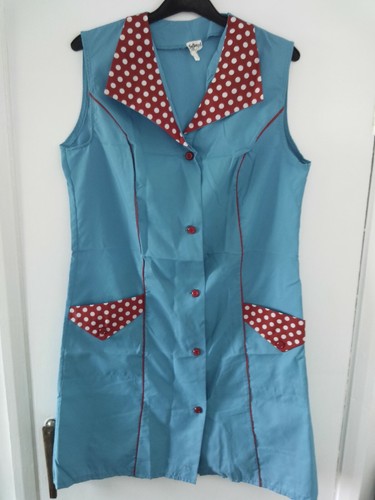 Tuta donna nylon spinny blu & rosso/bianco contrasto ruggine senza maniche arricciate - Foto 5 di 5
