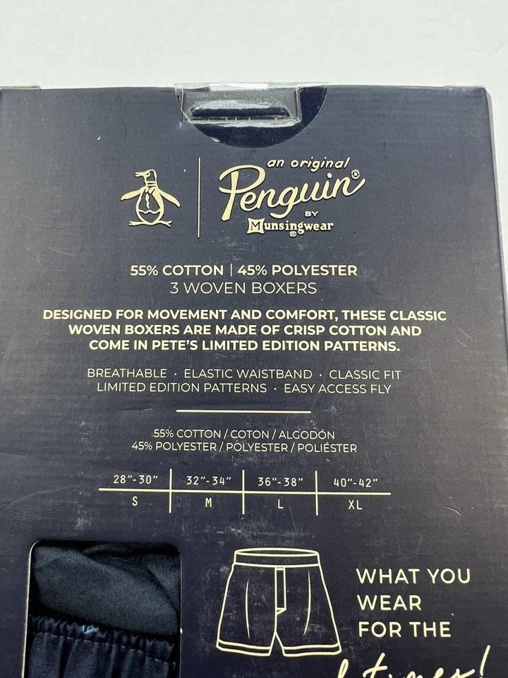 原装 Penguin 3 编织拳击手男式尺寸 X-LARGE 多色棉质舒适 XL — 第 4/4 张图片