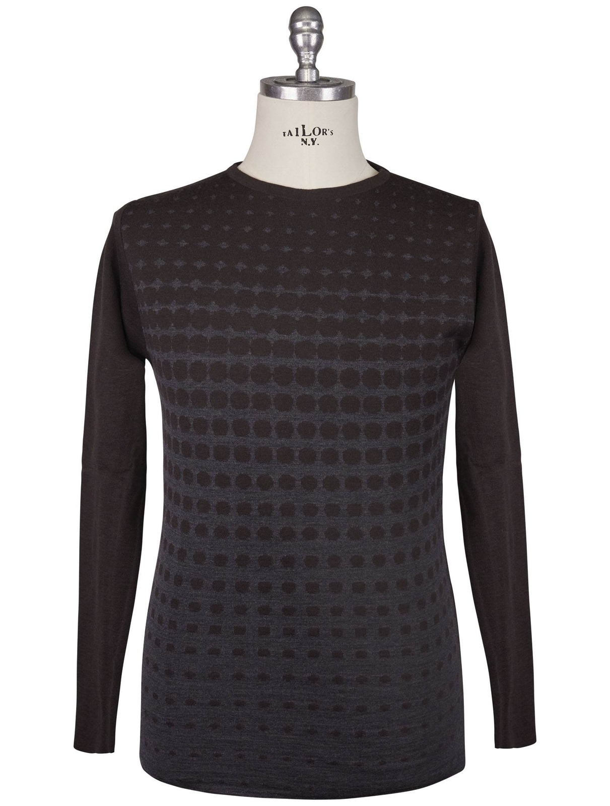 NEW KITON KNT BROWN GRAY WOOL CASHMERE PL SWEATER CREWNECK EU 52 - US 42 - L A1