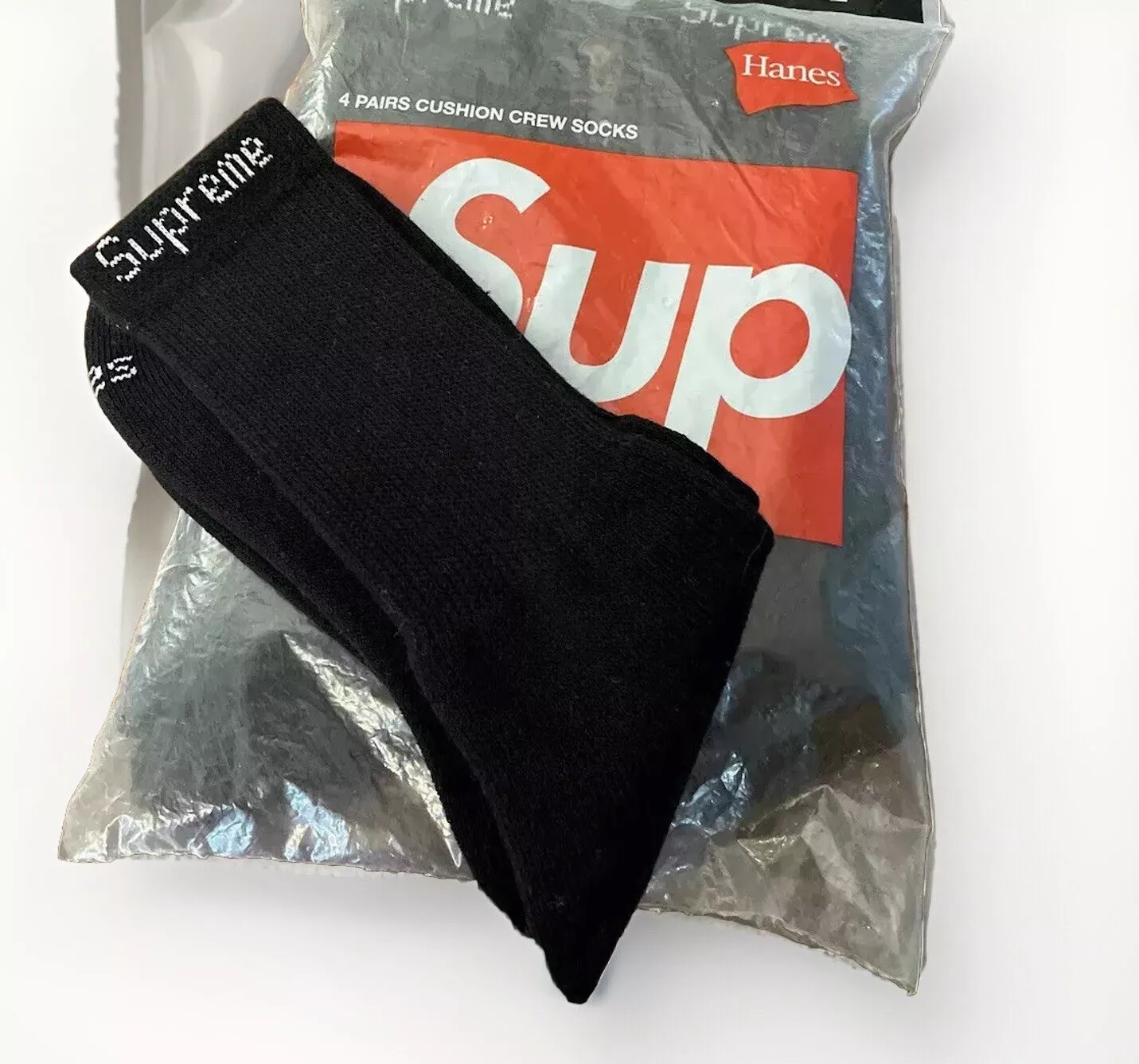 CHAUSSETTES NOIRES SUPREME/HANES/SINGLES/UNE PAIRE/ 100 % AUTHENTIQUE/TOUT NEUF