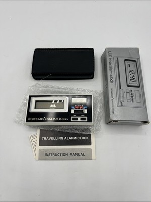 Vintage Burrough s English Vodka Advertising Traveling Alarm Clock New Open Box